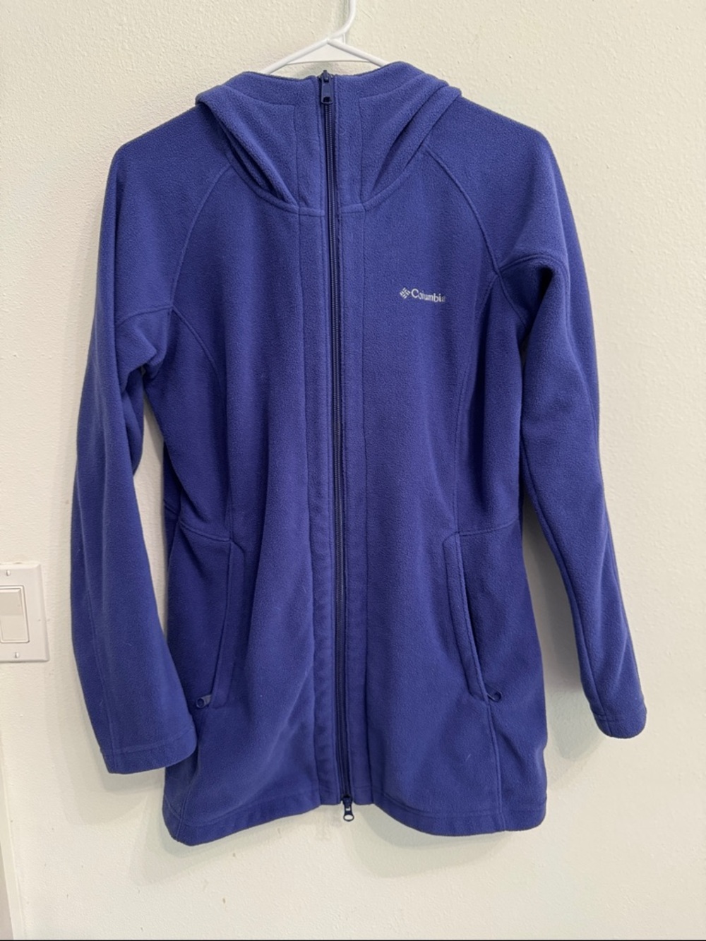Columbia Women's Hooded Full-Zip Fleece Jacket - Purple-blue color size M Long!